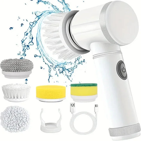 Electric Spin Scrubber 5-in-1 Power Brush with Replaceable Heads