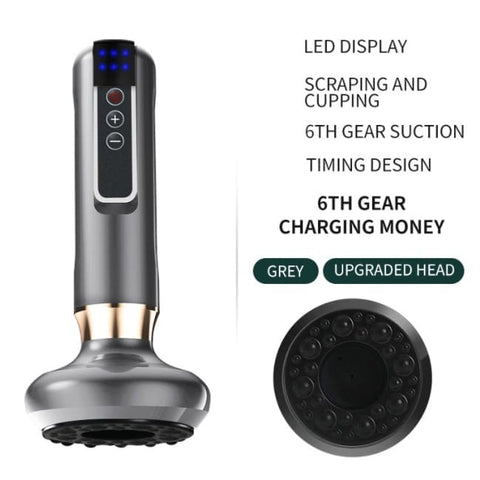 Electric Vacuum Cupping Massager for Skin Treatment and Anti-Cellulite - Grey / 6speed charging / USB