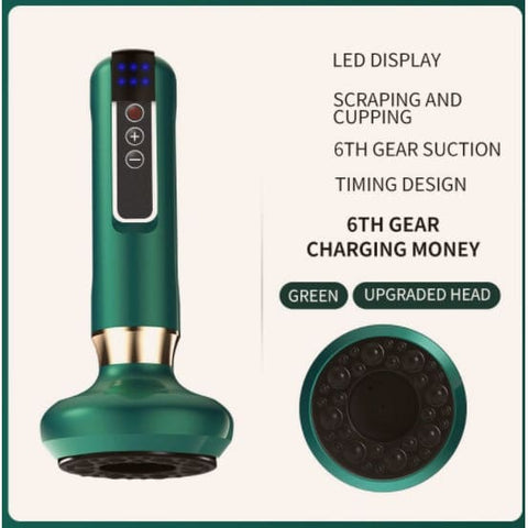 Electric Vacuum Cupping Massager for Skin Treatment and Anti-Cellulite - Green / 6speed charging / USB