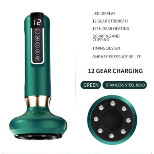 Electric Vacuum Cupping Massager for Skin Treatment and Anti-Cellulite - Green / 12speed charging A15 / USB