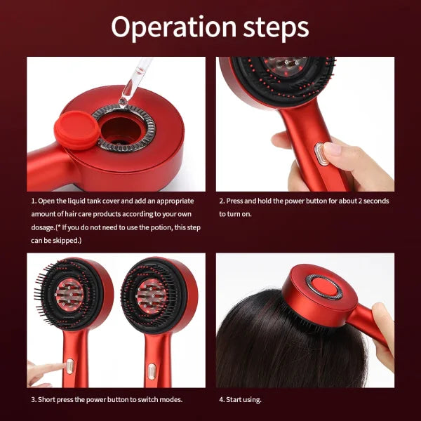 Electric Vibration Massage Comb Red Light Therapy Hair Growth Massage Scalp Brush Anti Hair Loss Liquid Oil Applicator Hair Care - Himpall