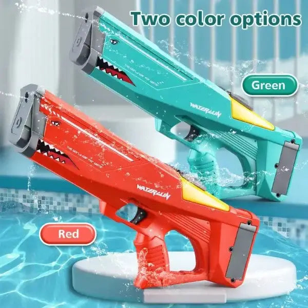 Red and green electric water gun for high-pressure fun in summer water games