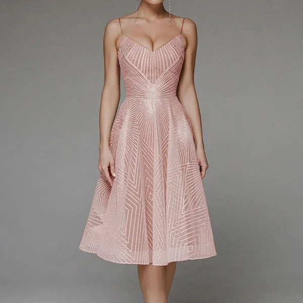 Elegant A-Line Lace Wedding Dress – Boho Chiffon Bridal Gown - Pink / XS / CN