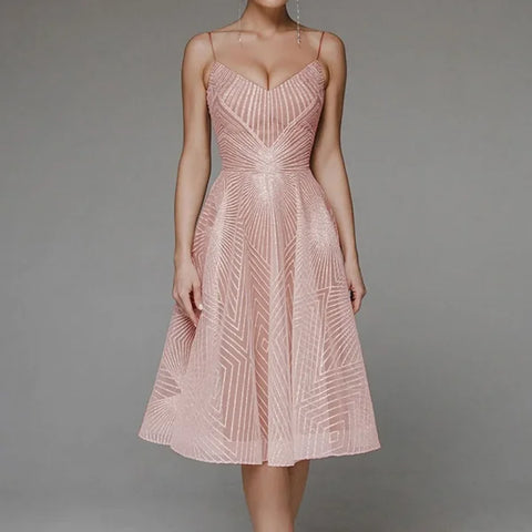 Elegant A-Line Lace Wedding Dress – Boho Chiffon Bridal Gown - Pink / XS / CN