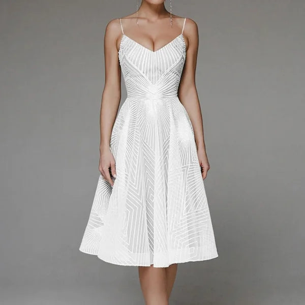 Elegant A-Line Lace Wedding Dress – Boho Chiffon Bridal Gown - White / XS / United States