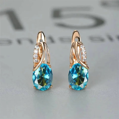 Champagne Gold Earrings - Blue