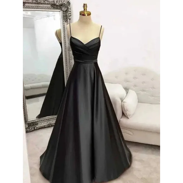 V-Neck A-Line Dress - Elegant Dark Green Dress for Special Events