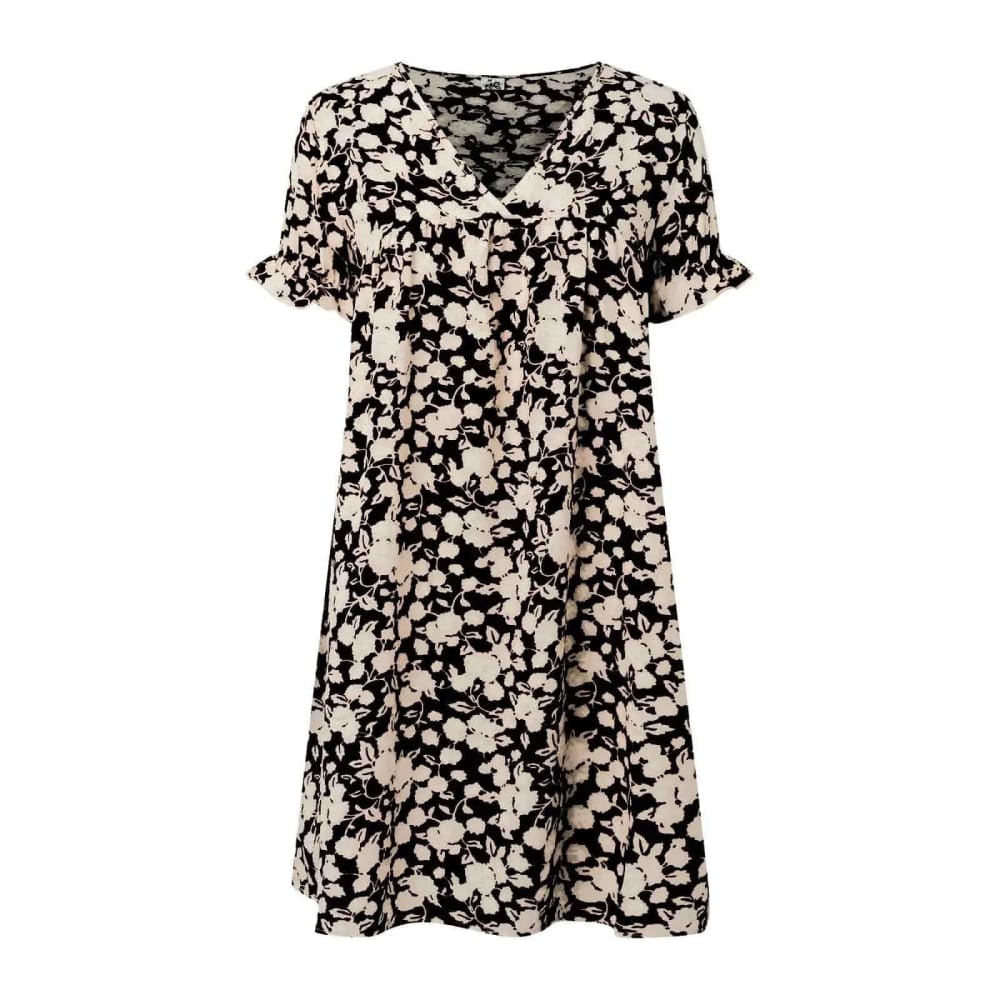 Elegant Dress: Sexy V-Neck Printing Ladies Beach Casual Floral Dress