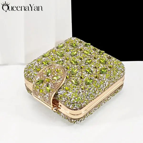 Olive Italian Shoe and Handbag Set with Chain Shoulder Strap for Weddings