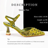 Olive Italian Shoe and Handbag Set with Chain Shoulder Strap for Weddings