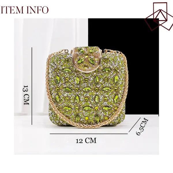 Olive Italian Shoe and Handbag Set with Chain Shoulder Strap for Weddings