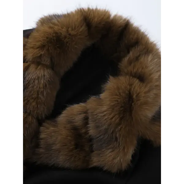 Women’s Wool Coat with Elegant Fur Collar – Contrast Lace-Up Turn-Down Collar Outwear Autumn Fashion