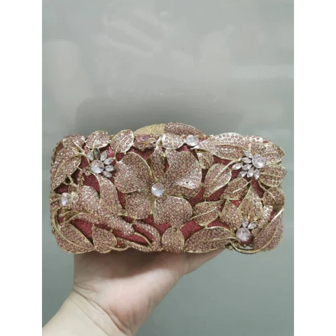 Crystal Flower Evening Bag: Elegant Handbag for Wedding and Bridal Parties - Show As Picture 4