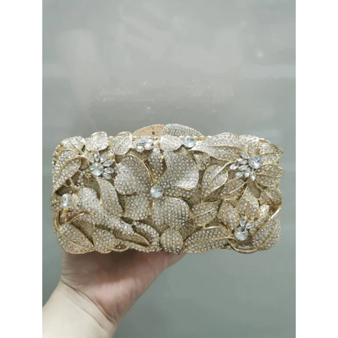 Crystal Flower Evening Bag: Elegant Handbag for Wedding and Bridal Parties - Show As Picture