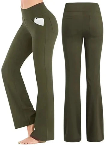 Elegant High Waist Palazzo Pants for Women - Flared Wide Leg OL Trousers