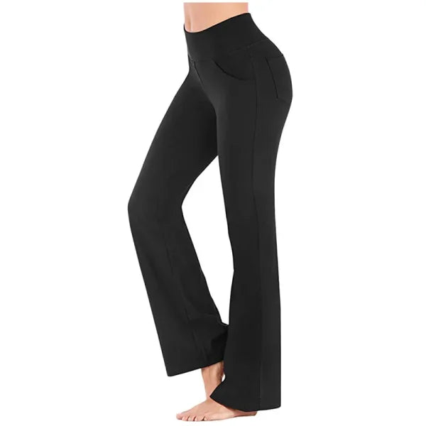 Elegant High Waist Palazzo Pants for Women - Flared Wide Leg OL Trousers - 4XL / black