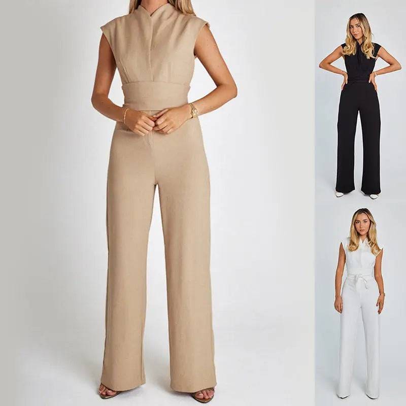 Elegant Jumpsuit - Sleeveless Wide Leg Summer Fashion Outfit