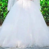 Elegant Lace Applique Fluffy Muslim Wedding Dress for Traditional Ceremonies - Himpall