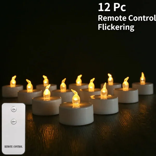 Elegant LED Tealight Candles for Stylish Home Decor - B 12Pc Remote