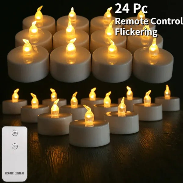 Elegant LED Tealight Candles for Stylish Home Decor - B 24Pc Remote