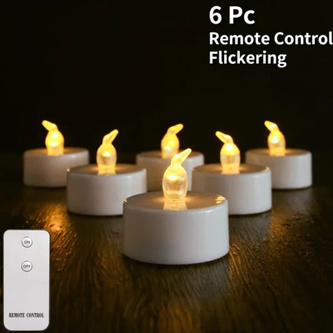 Elegant LED Tealight Candles for Stylish Home Decor - B 6Pc Remote