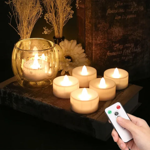 Elegant LED Tealight Candles for Stylish Home Decor - D 6Pc Remote Control