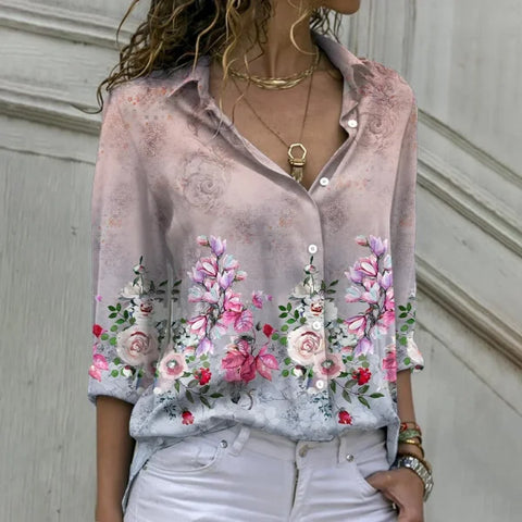Elegant Loose Long Sleeve Shirt for Women – Casual Temperament Blouse for Everyday Style - Red / M