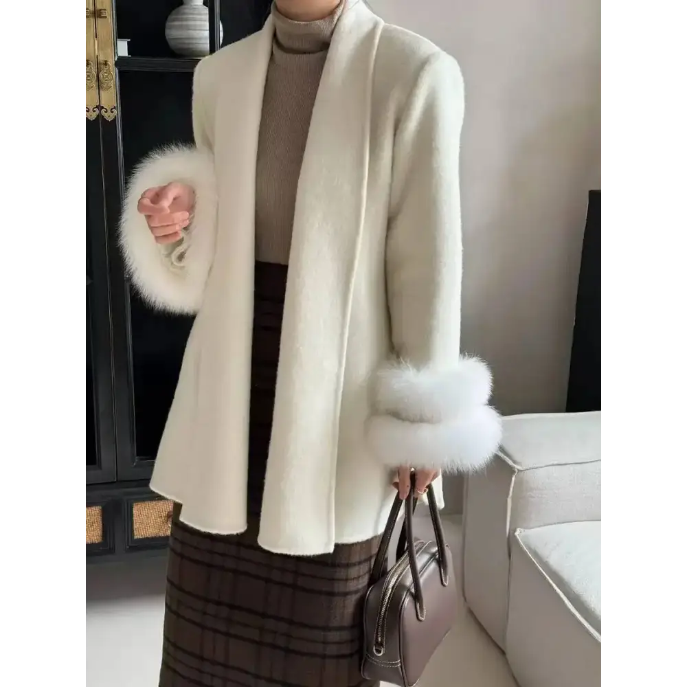 Elegant Office Lady Woolen Coat - beige style 2 / S