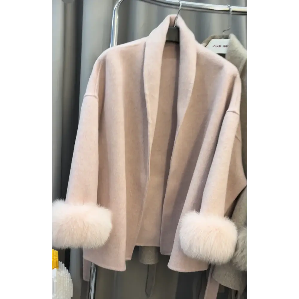 Elegant Office Lady Woolen Coat - Short Pattern pink / L