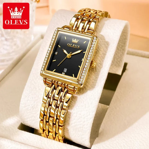 Elegant Quartz Ladies Wristwatch – Luxury Waterproof Watch for Women with Auto Date & Luminous Display - Black / CHINA