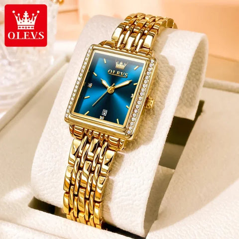 Elegant Quartz Ladies Wristwatch – Luxury Waterproof Watch for Women with Auto Date & Luminous Display - Blue / CHINA