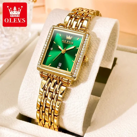 Elegant Quartz Ladies Wristwatch – Luxury Waterproof Watch for Women with Auto Date & Luminous Display - Green / CHINA