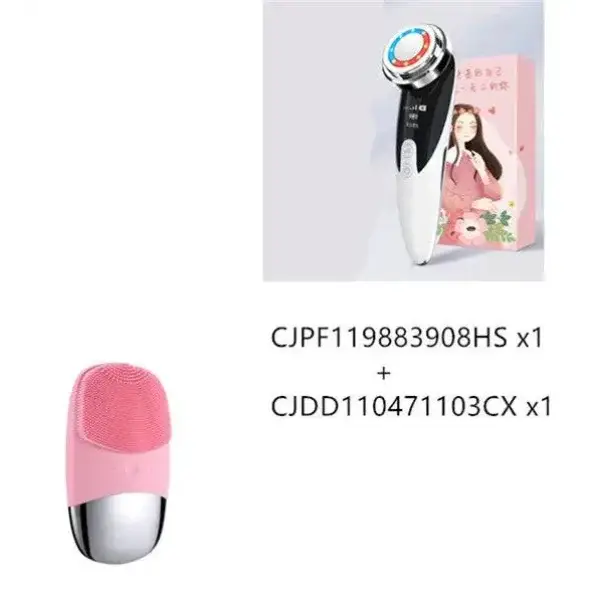 Pink and silver facial massage cleaner for skin care routine