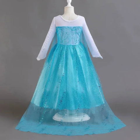 Elsa Costume for Girls – Long Sleeve Princess Dress for Cosplay