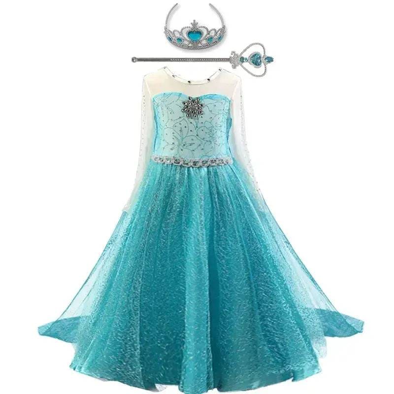 Elsa Costume for Girls – Long Sleeve Princess Dress for Cosplay - D002-30 / 3-4T