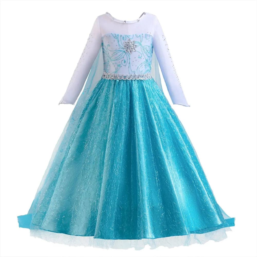 Elsa Costume for Girls – Long Sleeve Princess Dress for Cosplay - D002-SL / 3-4T