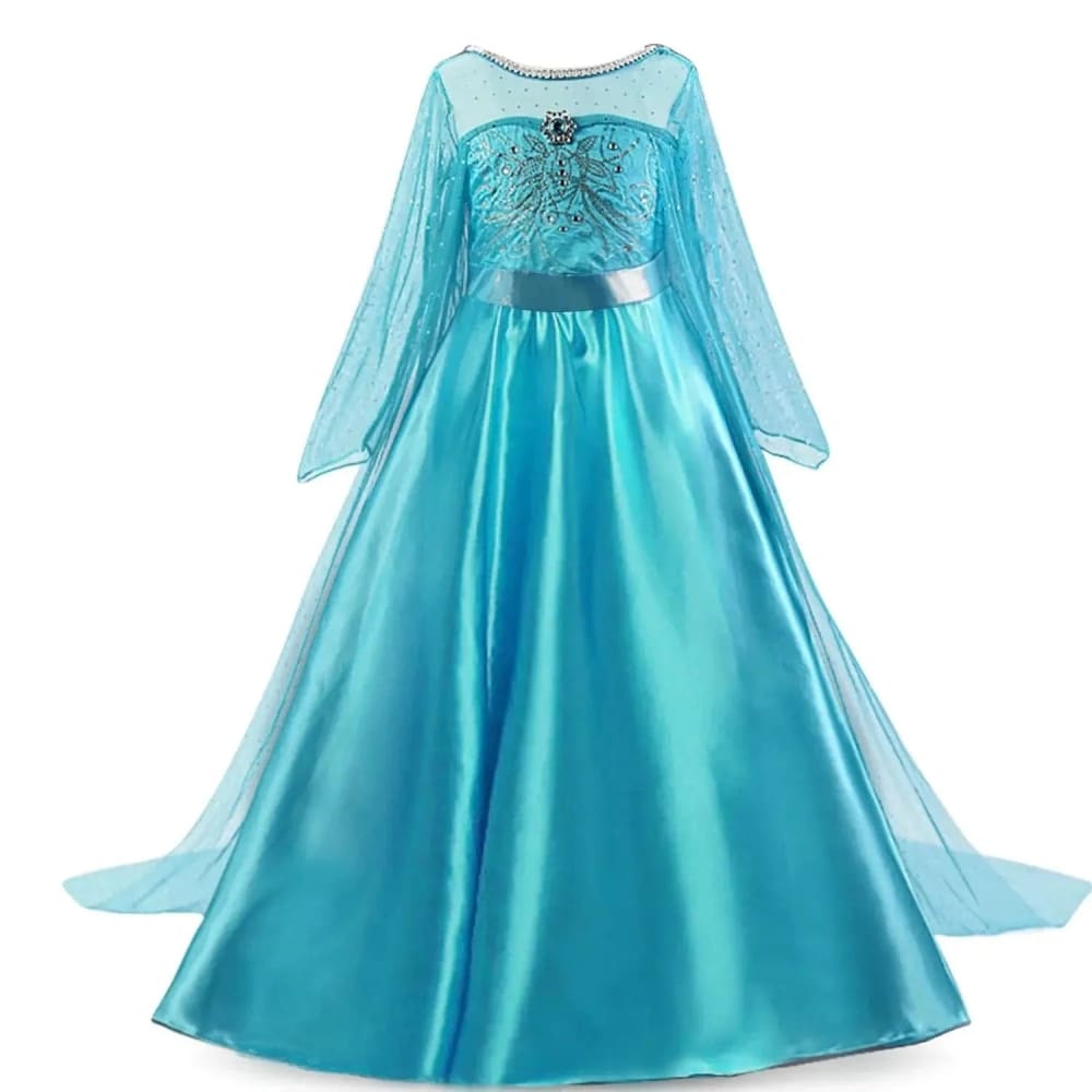 Elsa Costume for Girls – Long Sleeve Princess Dress for Cosplay - D003 / 7-8T