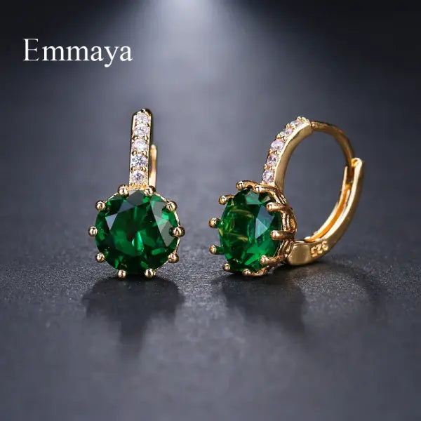 EMMAYA Fashion 9 Colors AAA CZ Element Stud Earrings For Women Wholesale Cheap Factory Price Wedding Party Gift - 18k