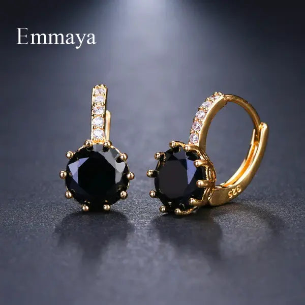 Cubic Zirconia Stud Earrings 9 Colors Copper Wedding Accessories - 18k black