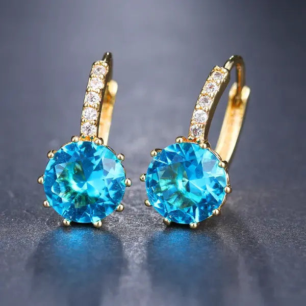 EMMAYA Fashion 9 Colors AAA CZ Element Stud Earrings For Women Wholesale Cheap Factory Price Wedding Party Gift - 18k