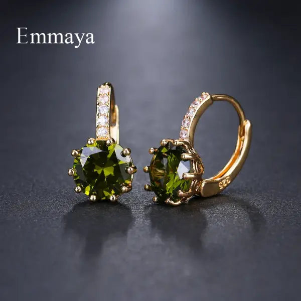 EMMAYA Fashion 9 Colors AAA CZ Element Stud Earrings For Women Wholesale Cheap Factory Price Wedding Party Gift - 18k