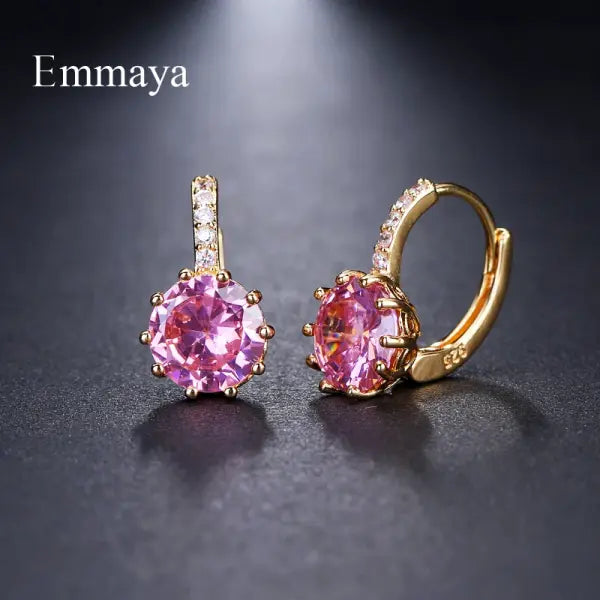 EMMAYA Fashion 9 Colors AAA CZ Element Stud Earrings For Women Wholesale Cheap Factory Price Wedding Party Gift - 18k