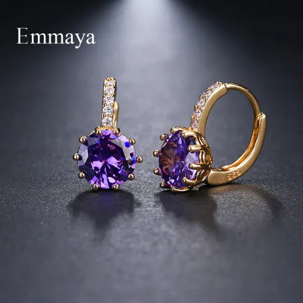EMMAYA Fashion 9 Colors AAA CZ Element Stud Earrings For Women Wholesale Cheap Factory Price Wedding Party Gift
