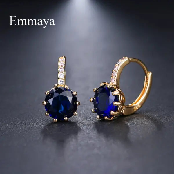 EMMAYA Fashion 9 Colors AAA CZ Element Stud Earrings For Women Wholesale Cheap Factory Price Wedding Party Gift - 18k