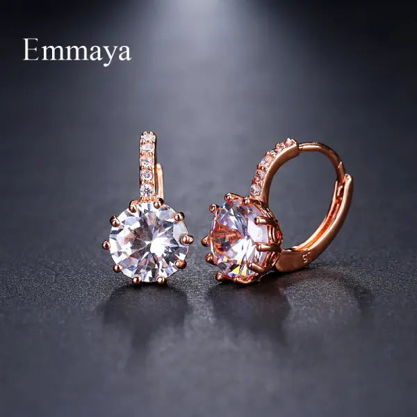 EMMAYA Fashion 9 Colors AAA CZ Element Stud Earrings For Women Wholesale Cheap Factory Price Wedding Party Gift - rose