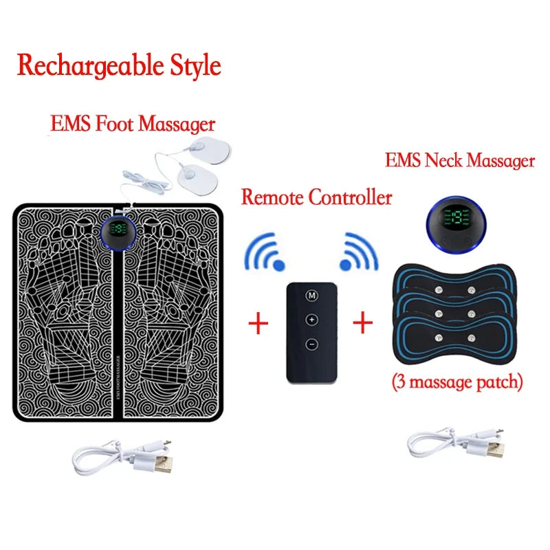EMS Foot Massage Pad with Multi Mode Muscle Relief for Home Fitness