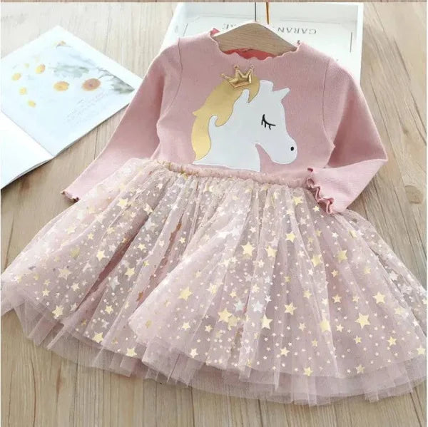 Toddler Girls Dress – Unicorn Princess Dress for Magical Moments - Pink / size 140 for 7T