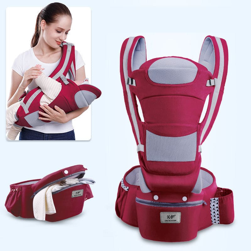 Ergonomic Baby Carrier 3-in-1 Hipseat Front-Facing Kangaroo Sling Wrap - Claret