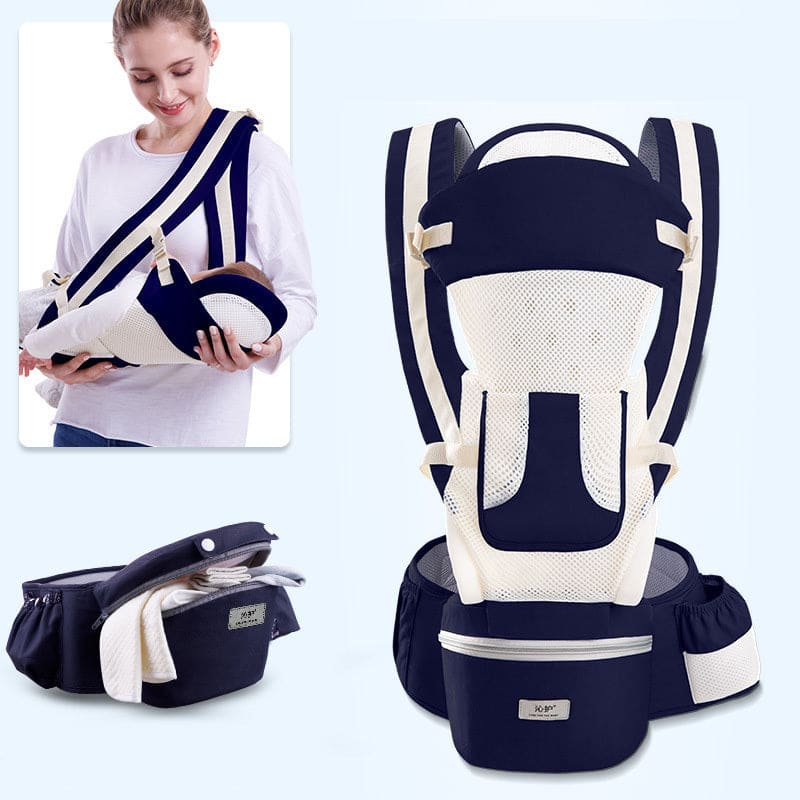 Ergonomic Baby Carrier 3-in-1 Hipseat Front-Facing Kangaroo Sling Wrap - Breathable Dark blue