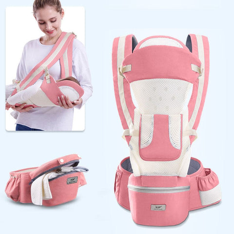 Ergonomic Baby Carrier 3-in-1 Hipseat Front-Facing Kangaroo Sling Wrap - Breathable powder